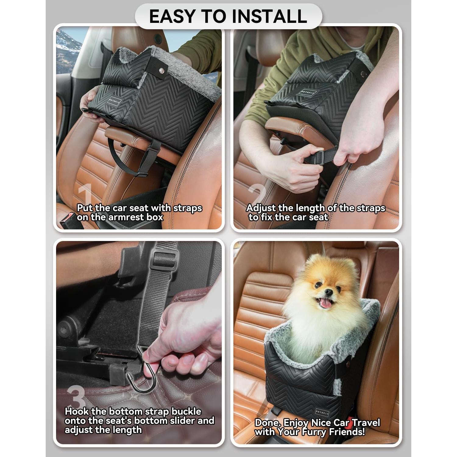 Asiento de Coche para Perros PETSFIT Pequeño Negro 43.5x24x21.5 cm