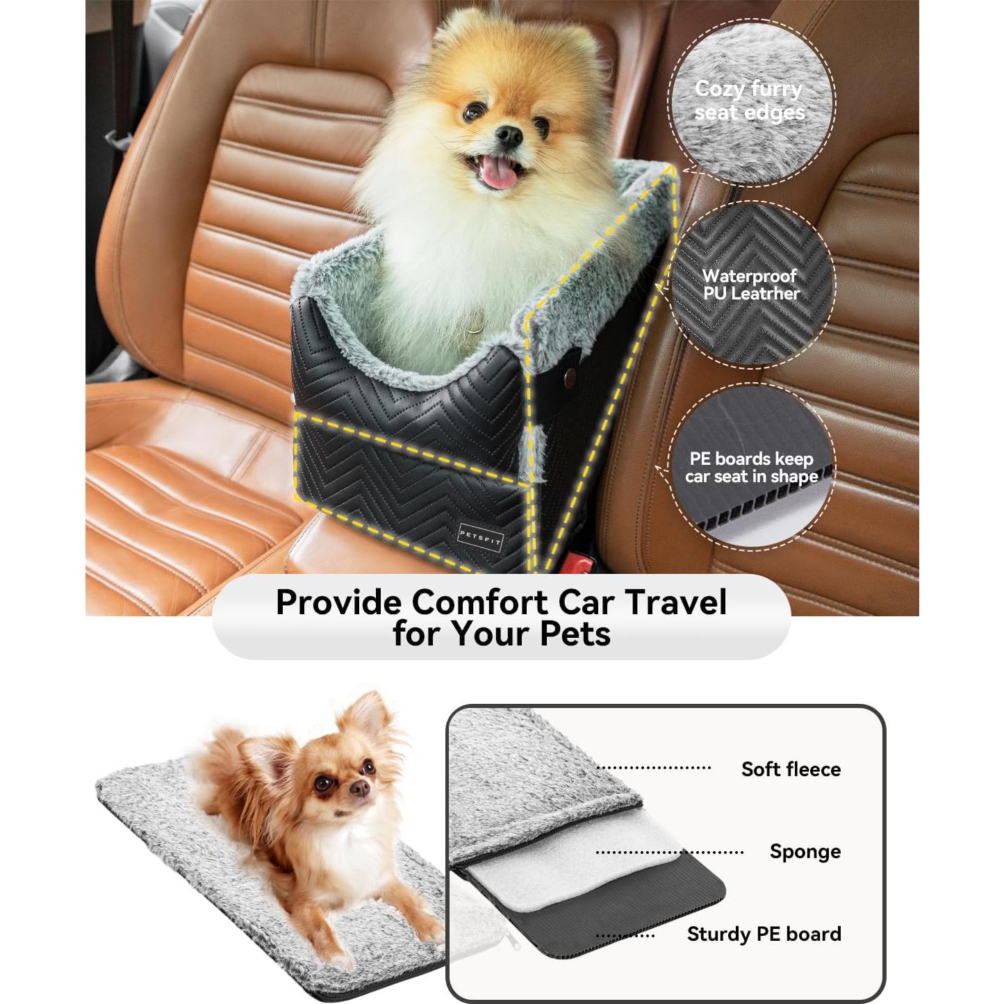 Asiento de Coche para Perros PETSFIT Pequeño Negro 43.5x24x21.5 cm