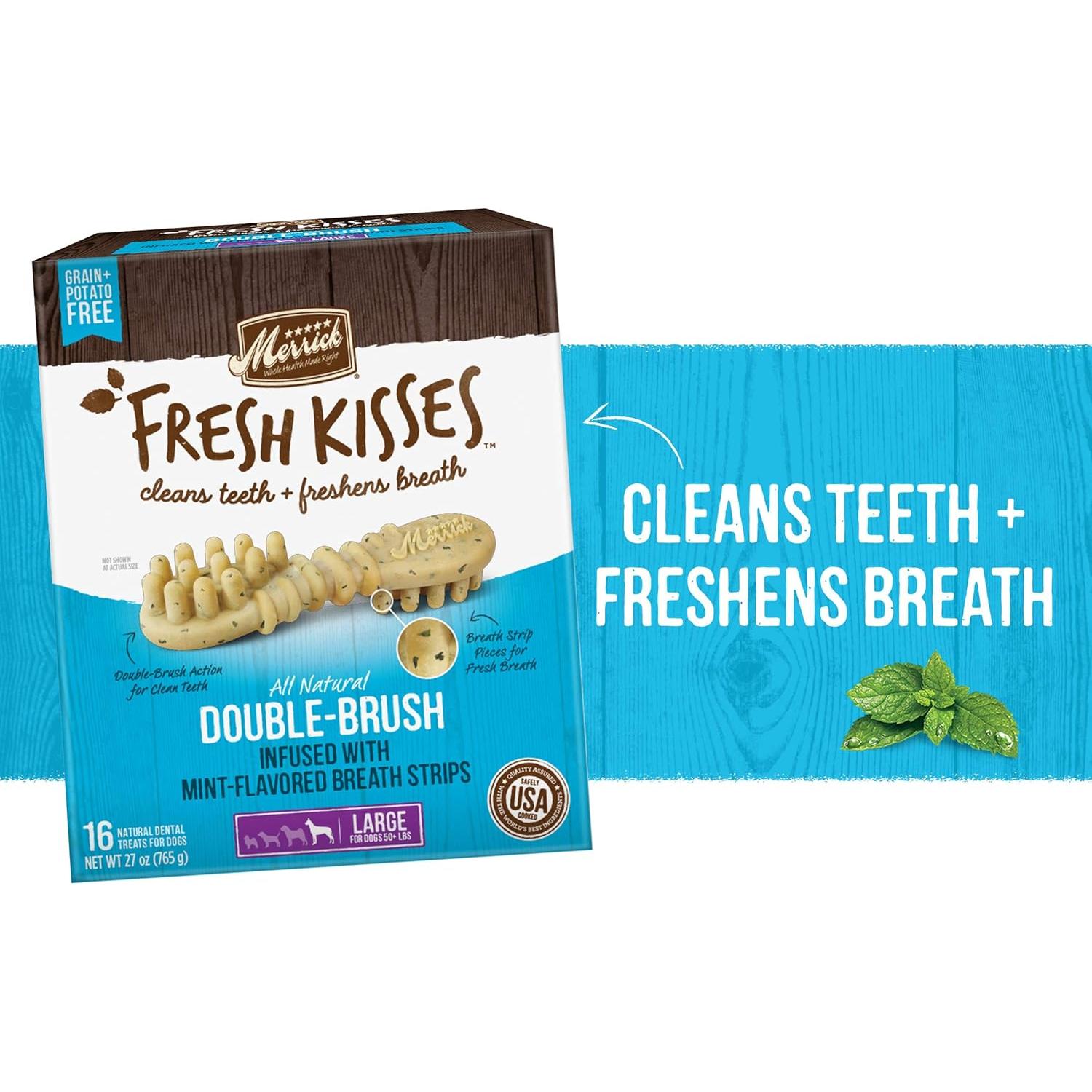 Masticables Dentales Merrick Fresh Kisses para Perros Grandes - 4 Unidades