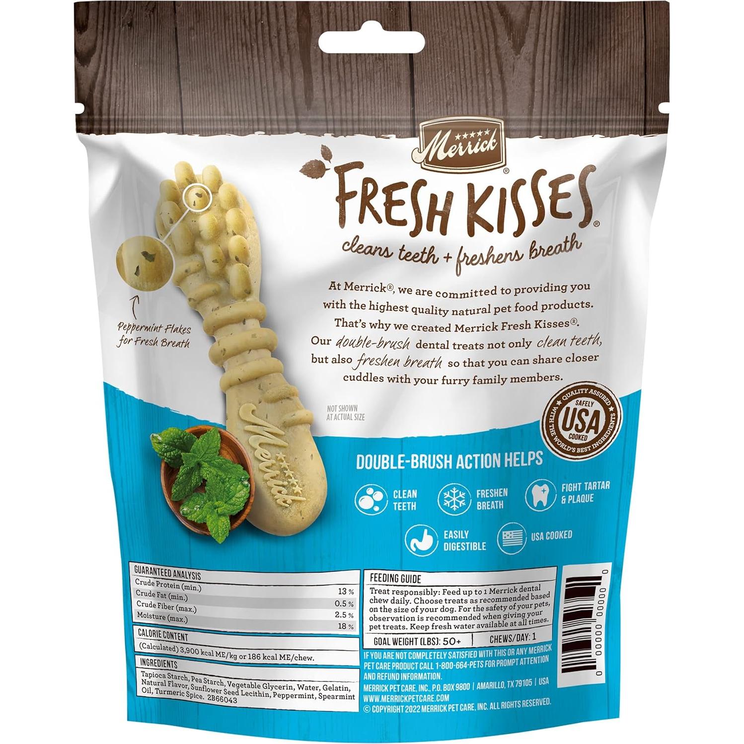 Masticables Dentales Merrick Fresh Kisses para Perros Grandes - 4 Unidades