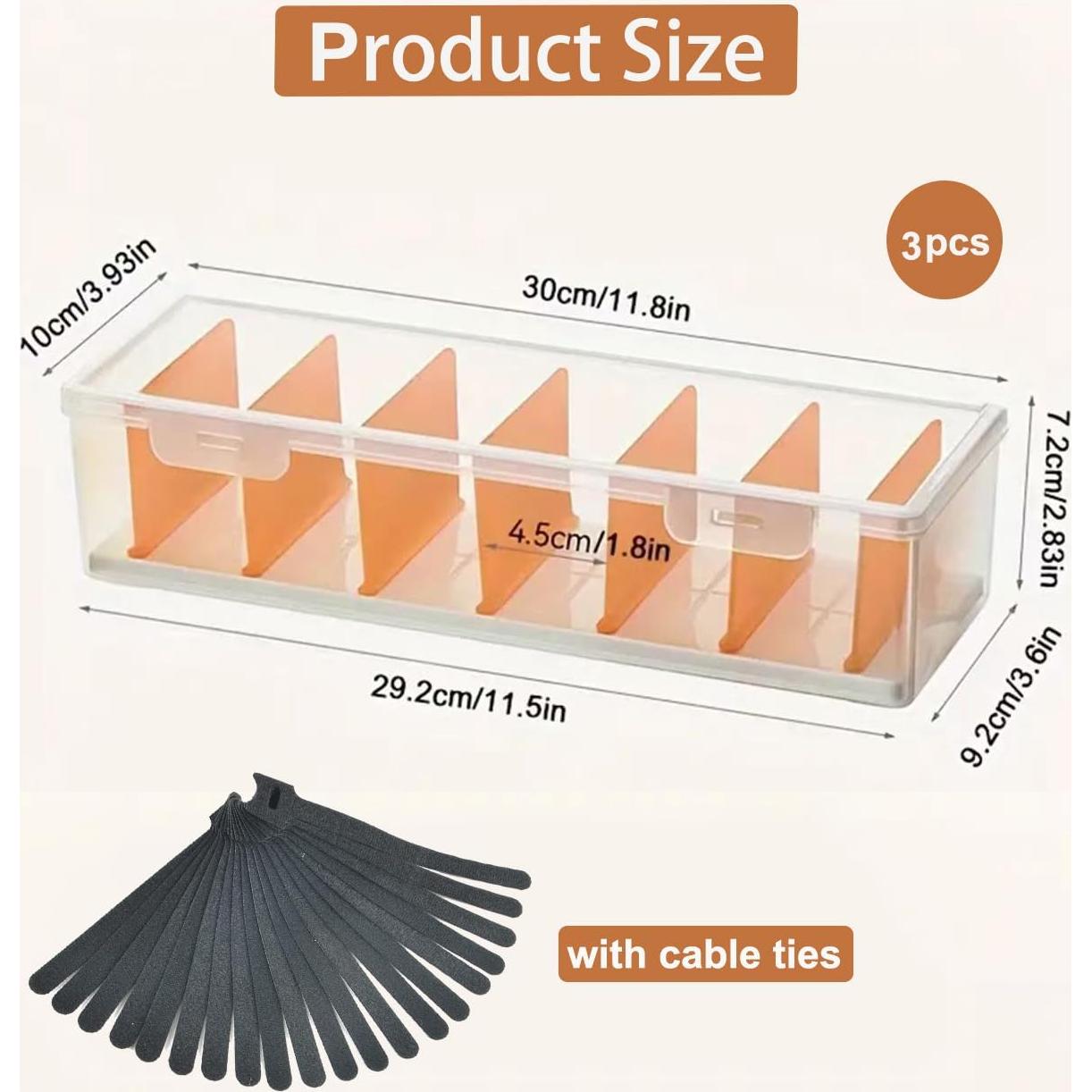 Paquete de 2 cajas organizadoras de cables KSORUSL 29.2x9.1x7.2 cm