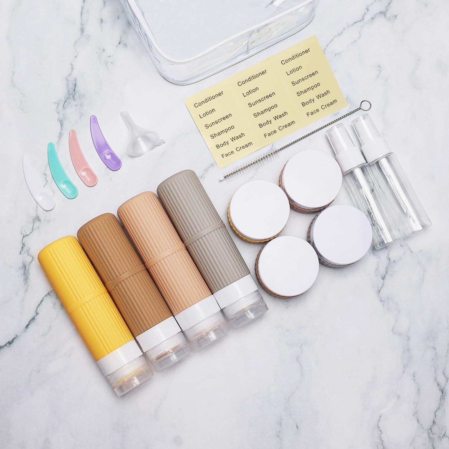 JessLab 16 Botellas de Viaje Silicona 90 ml A prueba de Fugas