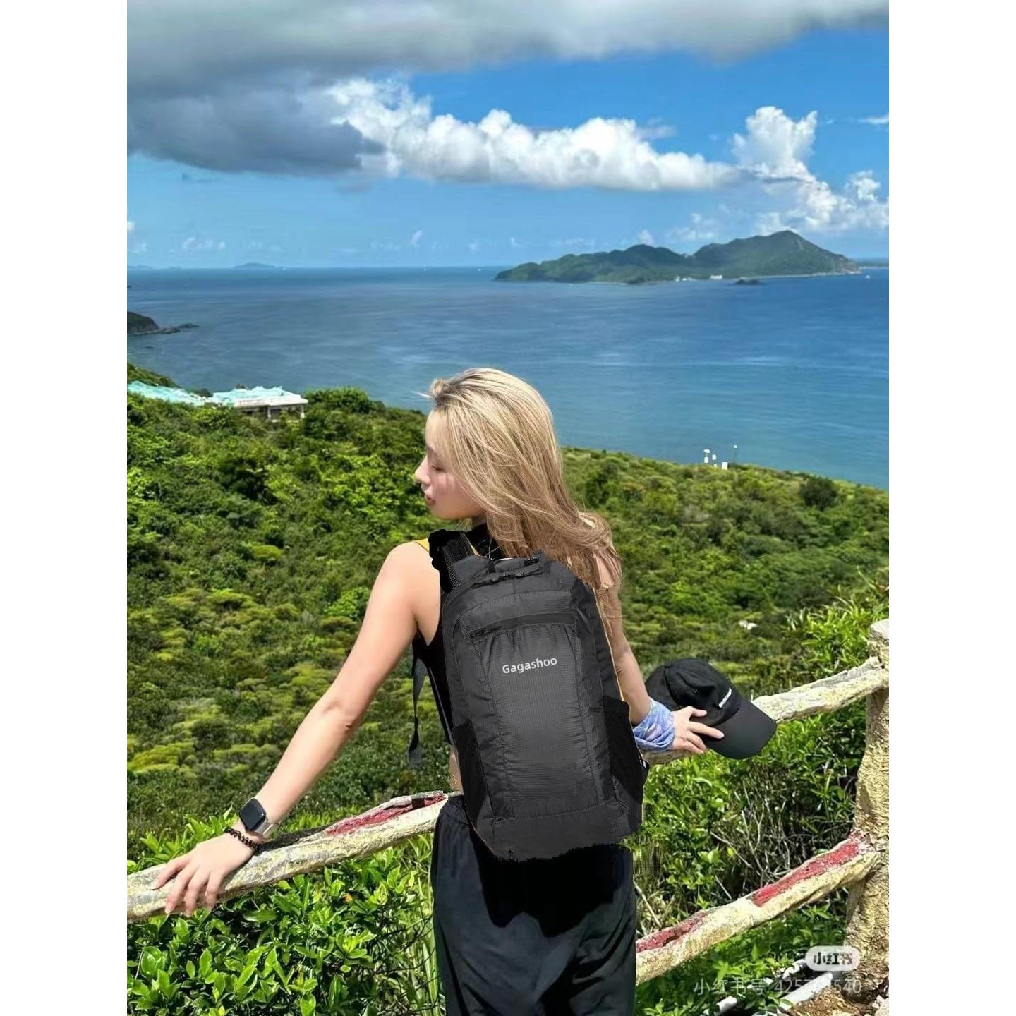 Mochila Plegable Gagashoo 15L Impermeable Negra para Senderismo