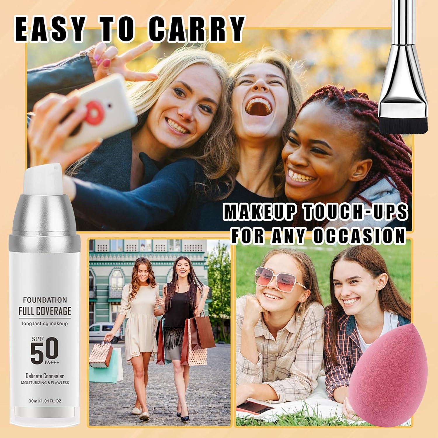 Base de Maquillaje Líquida DWDiWen 2PCS SPF50 Hidratante