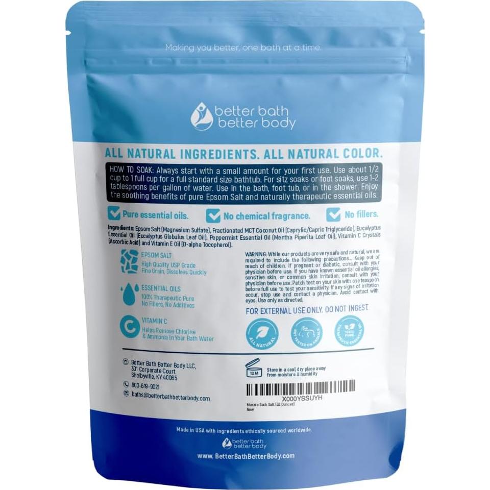 Sal de Baño Muscle Soak 0.91 kg Better Bath con Eucalipto y Menta