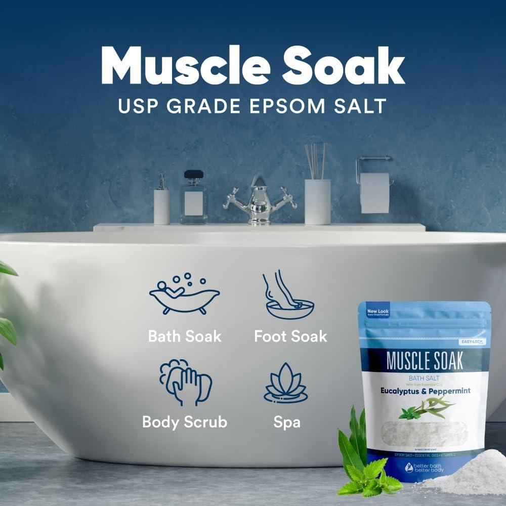 Sal de Baño Muscle Soak 0.91 kg Better Bath con Eucalipto y Menta
