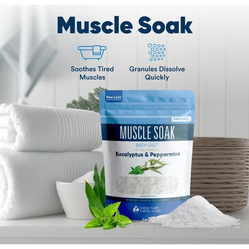 Sal de Baño Muscle Soak 0.91 kg Better Bath con Eucalipto y Menta