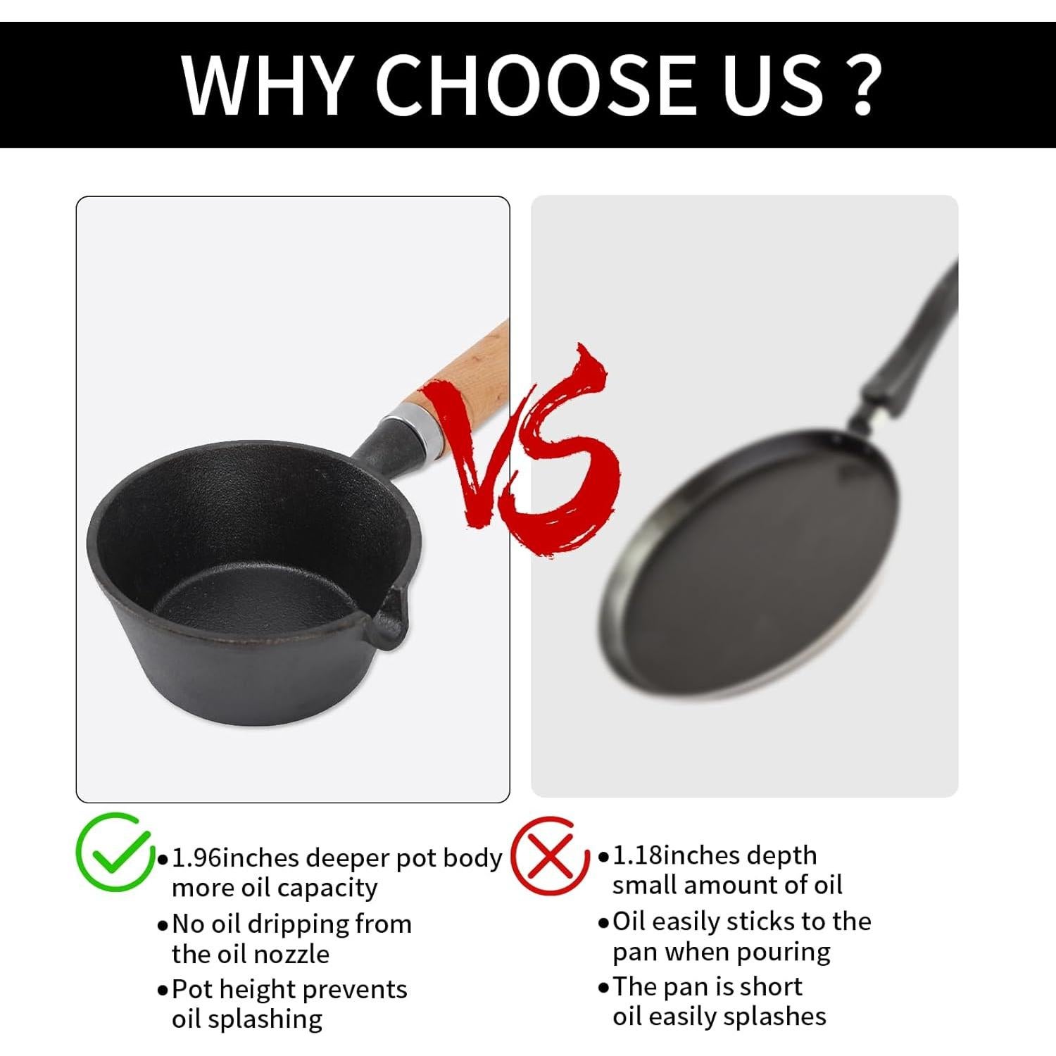 Mini Sartén de Hierro Fundido YIHAOSSING 11x5cm Antiadherente