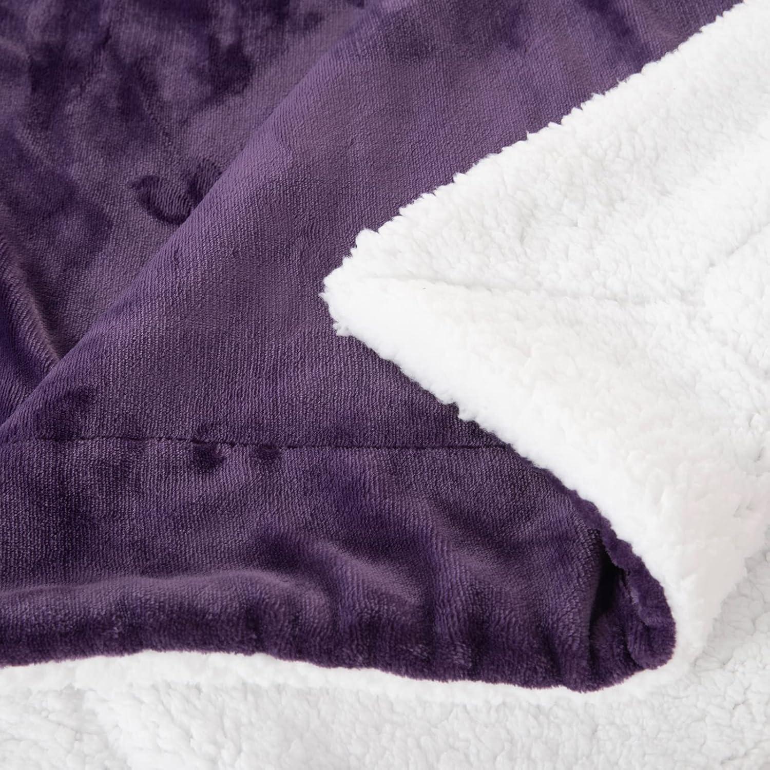 Manta de lana Sherpa SOCHOW 127x152 cm Berenjena Doble Cara