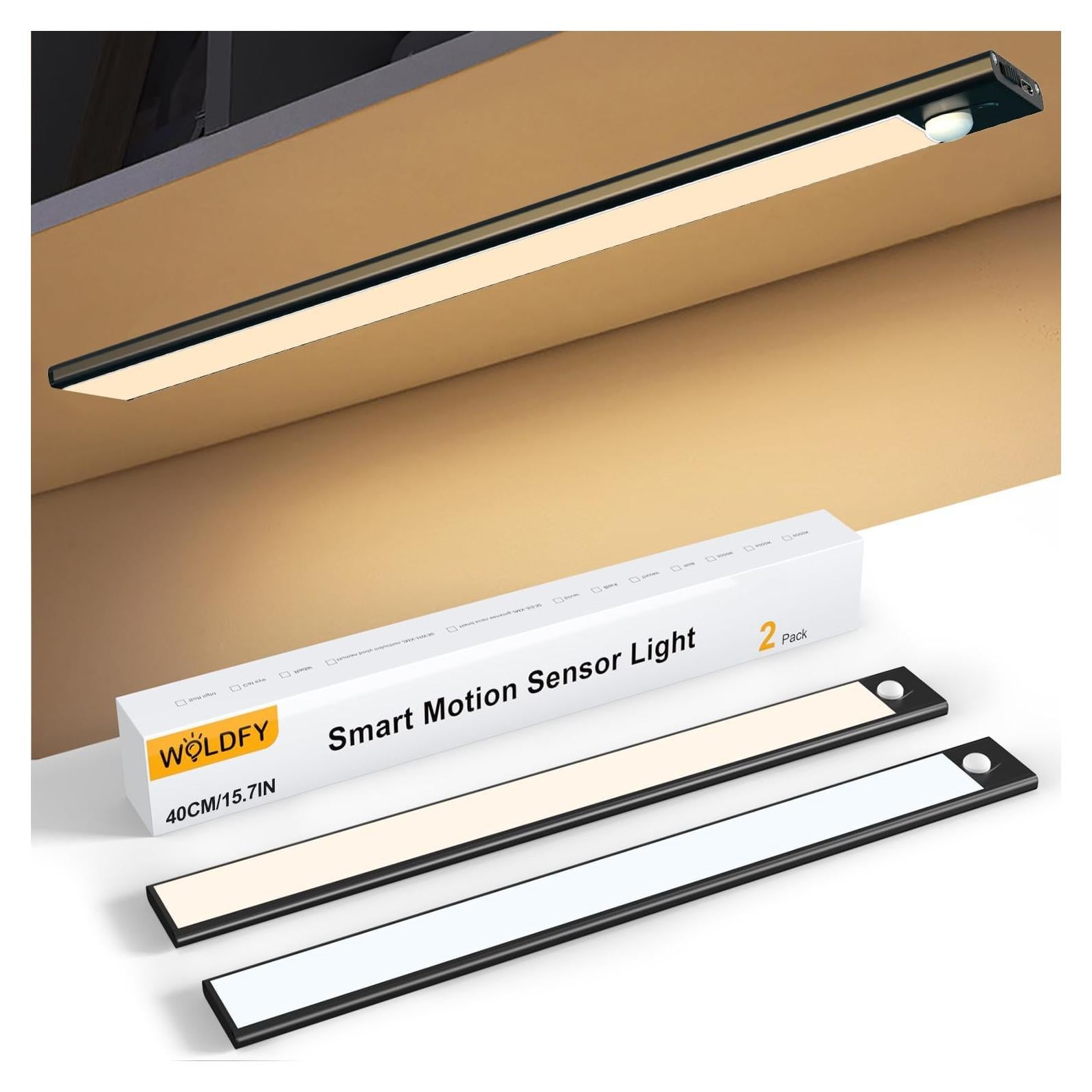 Luces LED Bajo Gabinete WOLDFY con Sensor de Movimiento 2 Paquete