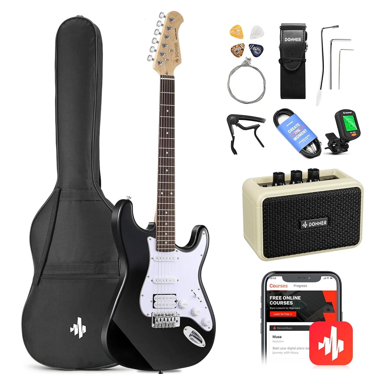 Guitarra Eléctrica Donner DST-100B 39" Completo Negro Kit