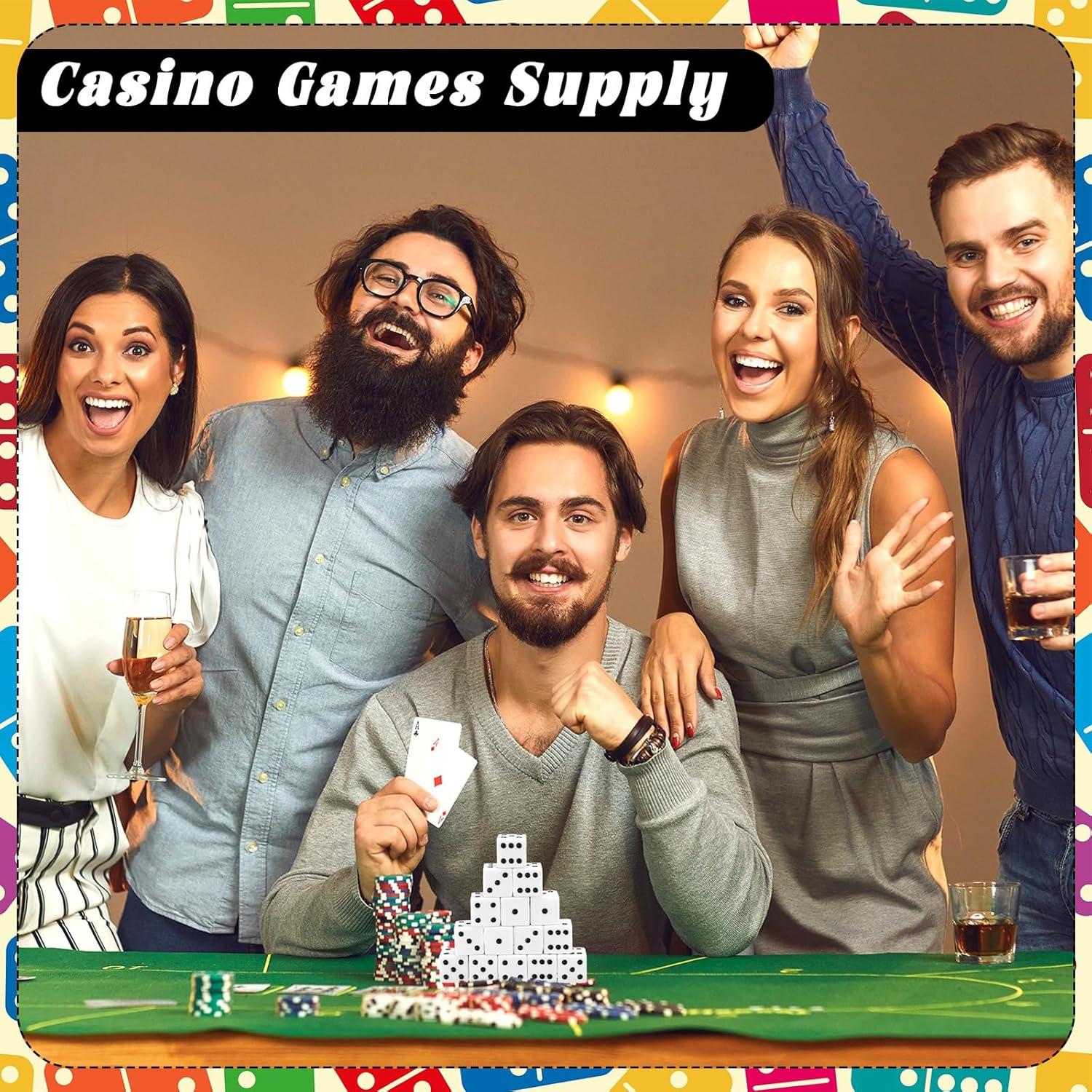 Dados Jumbo 30 Pcs Poen 25 mm Tema Casino Blancos