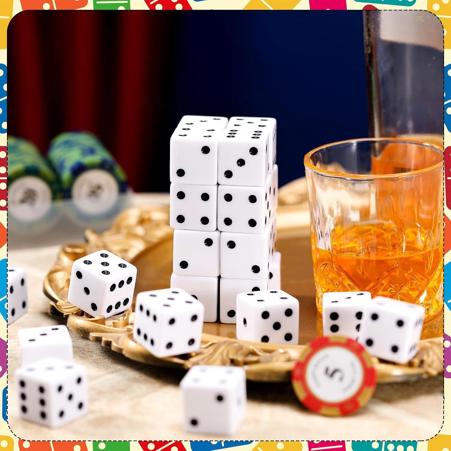 Dados Jumbo 30 Pcs Poen 25 mm Tema Casino Blancos