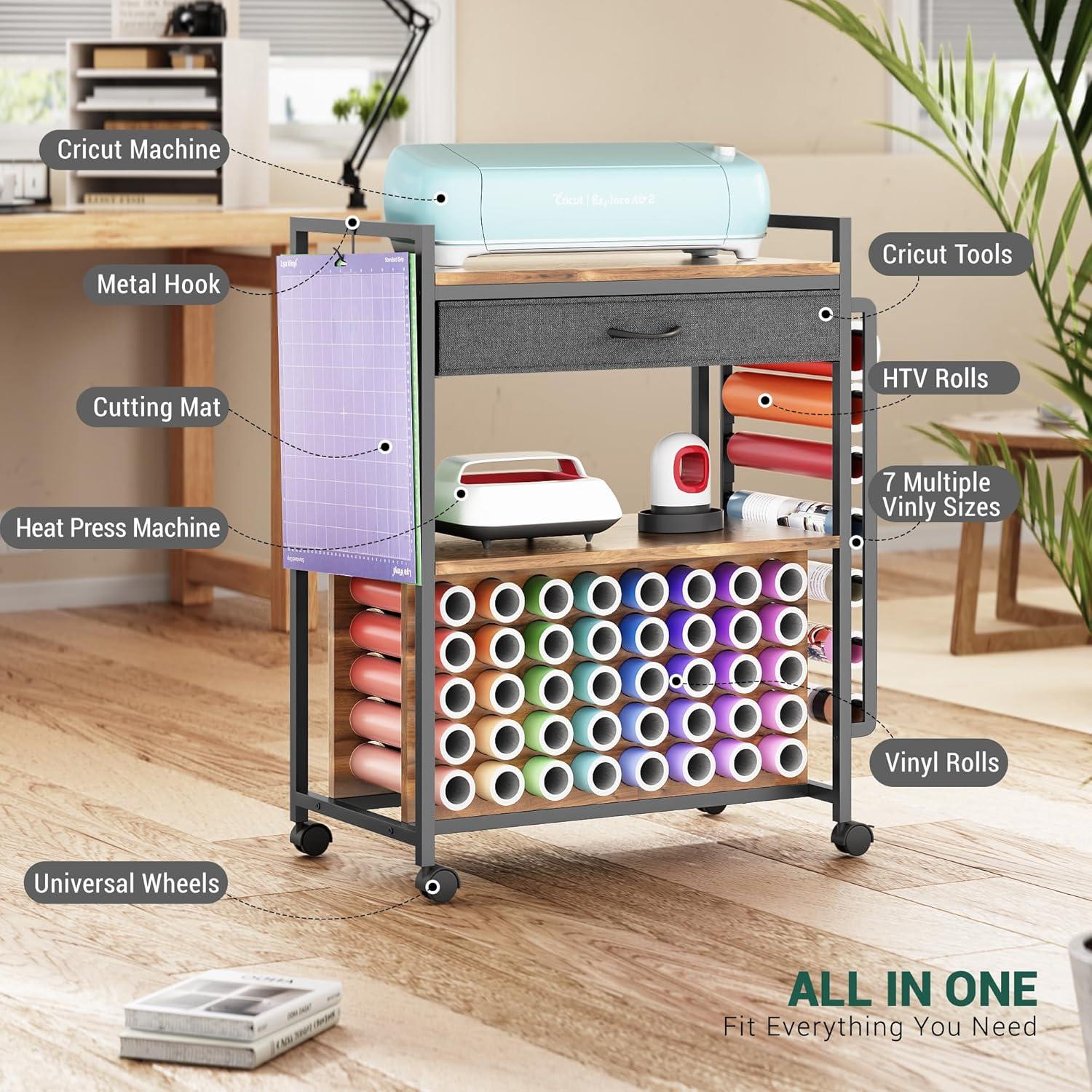 Carro de Almacenamiento PUNLUXU para Manualidades 47 Rollos Vinilo