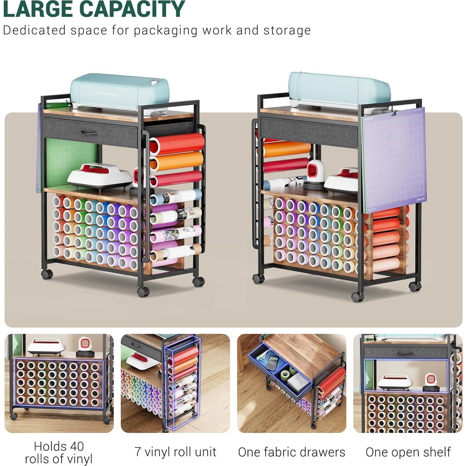 Carro de Almacenamiento PUNLUXU para Manualidades 47 Rollos Vinilo