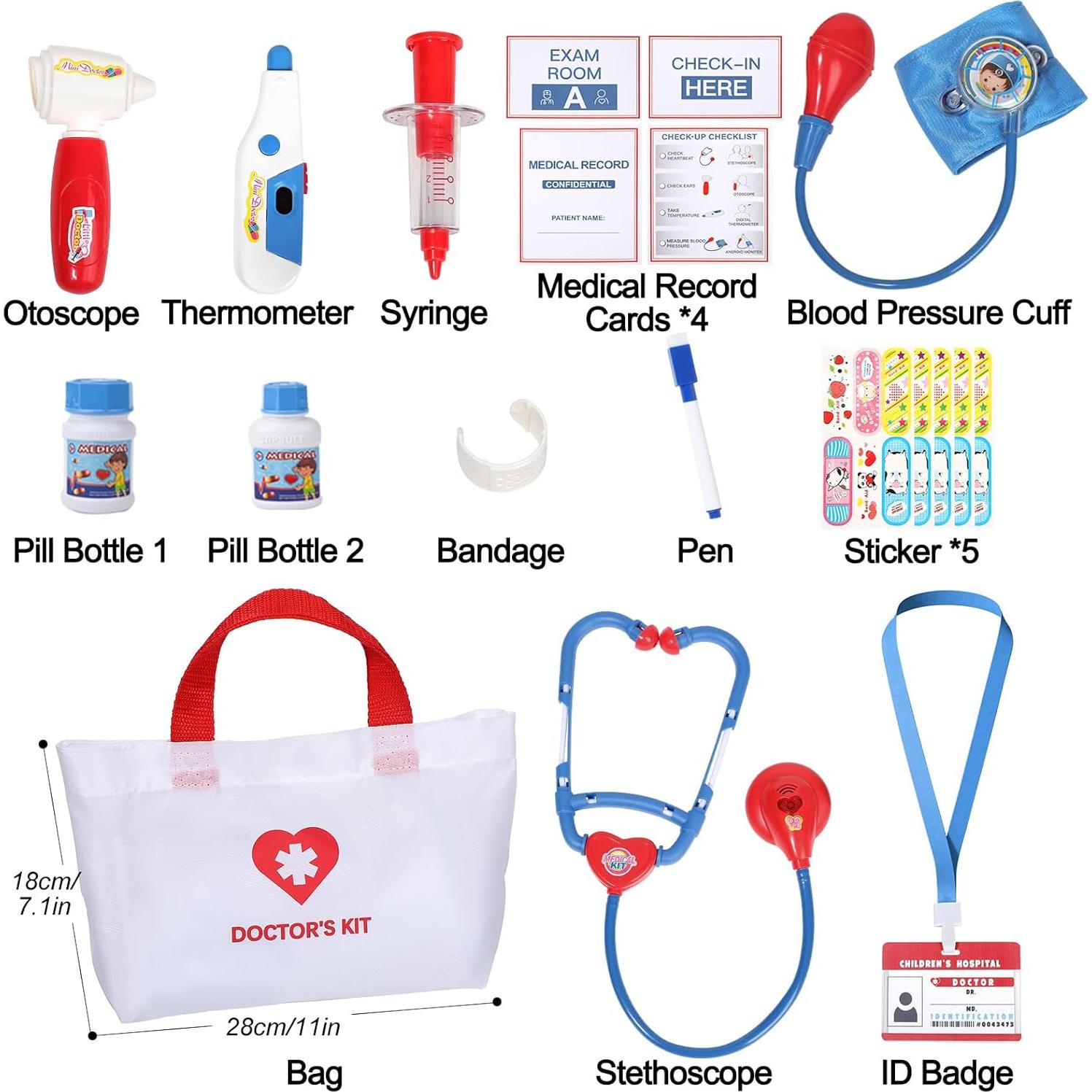 Kit Médico de Doctor Liberry para Niños 3-5 Años, 20 Piezas