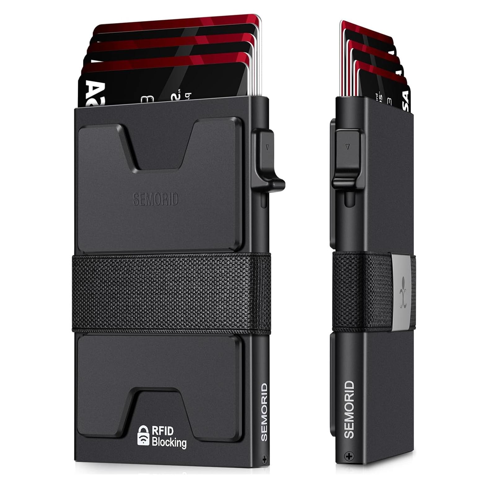 Billetera Slim de Aluminio SEMORID con Bloqueo RFID - Negro