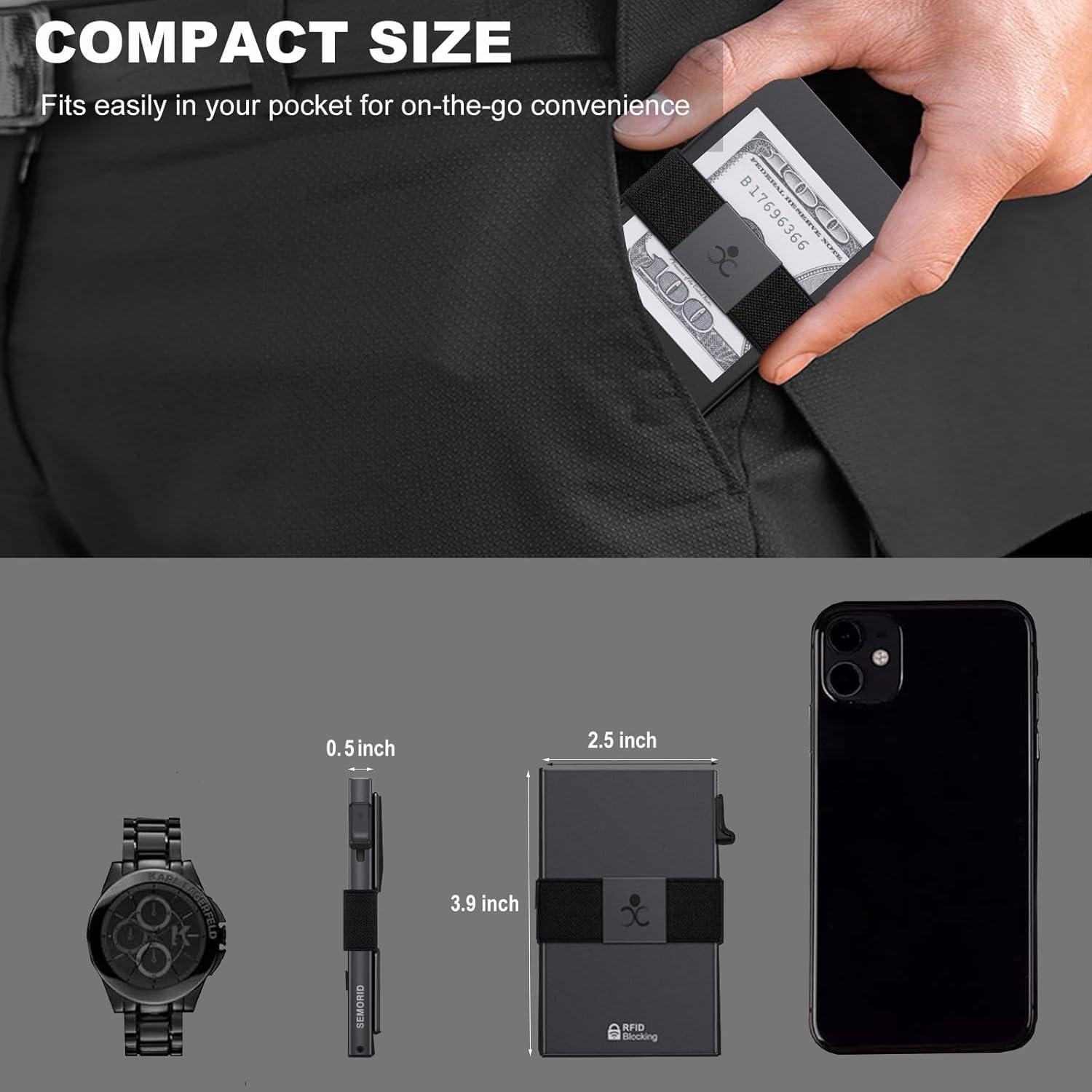 Billetera Slim de Aluminio SEMORID con Bloqueo RFID - Negro