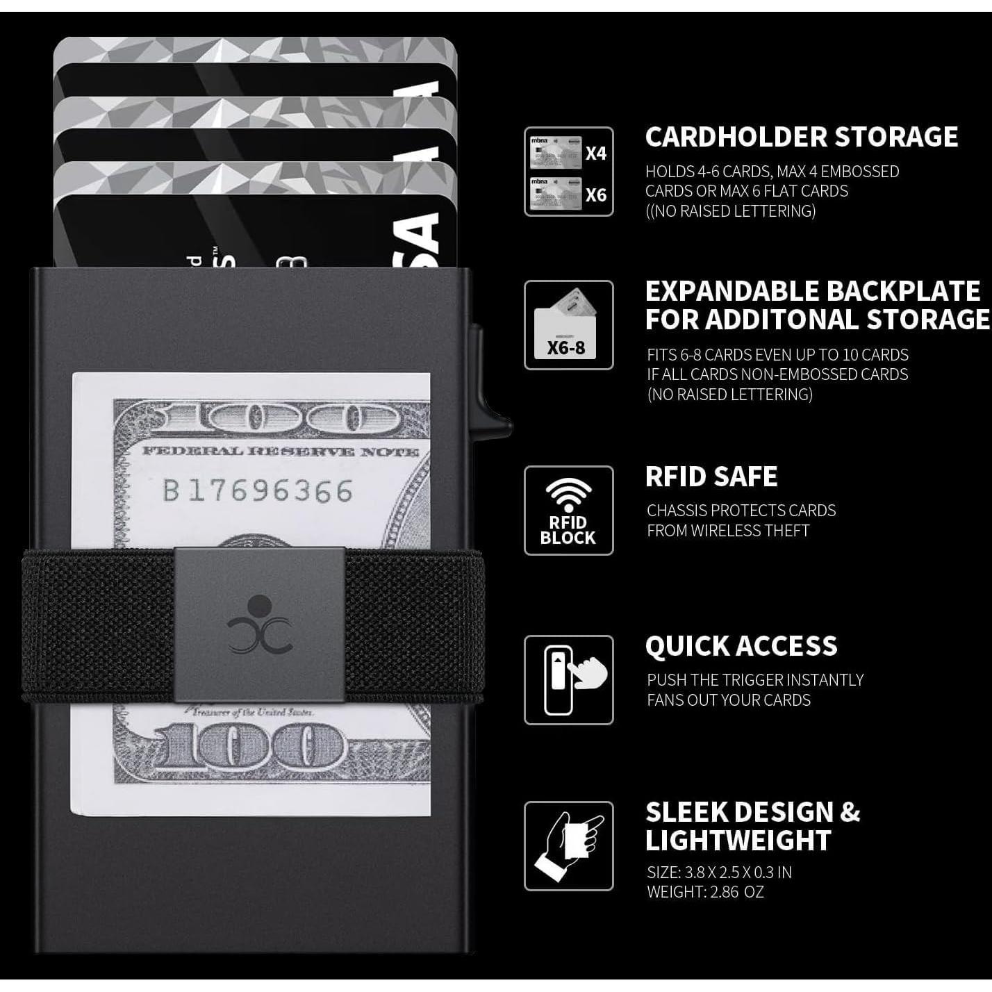 Billetera Slim de Aluminio SEMORID con Bloqueo RFID - Negro