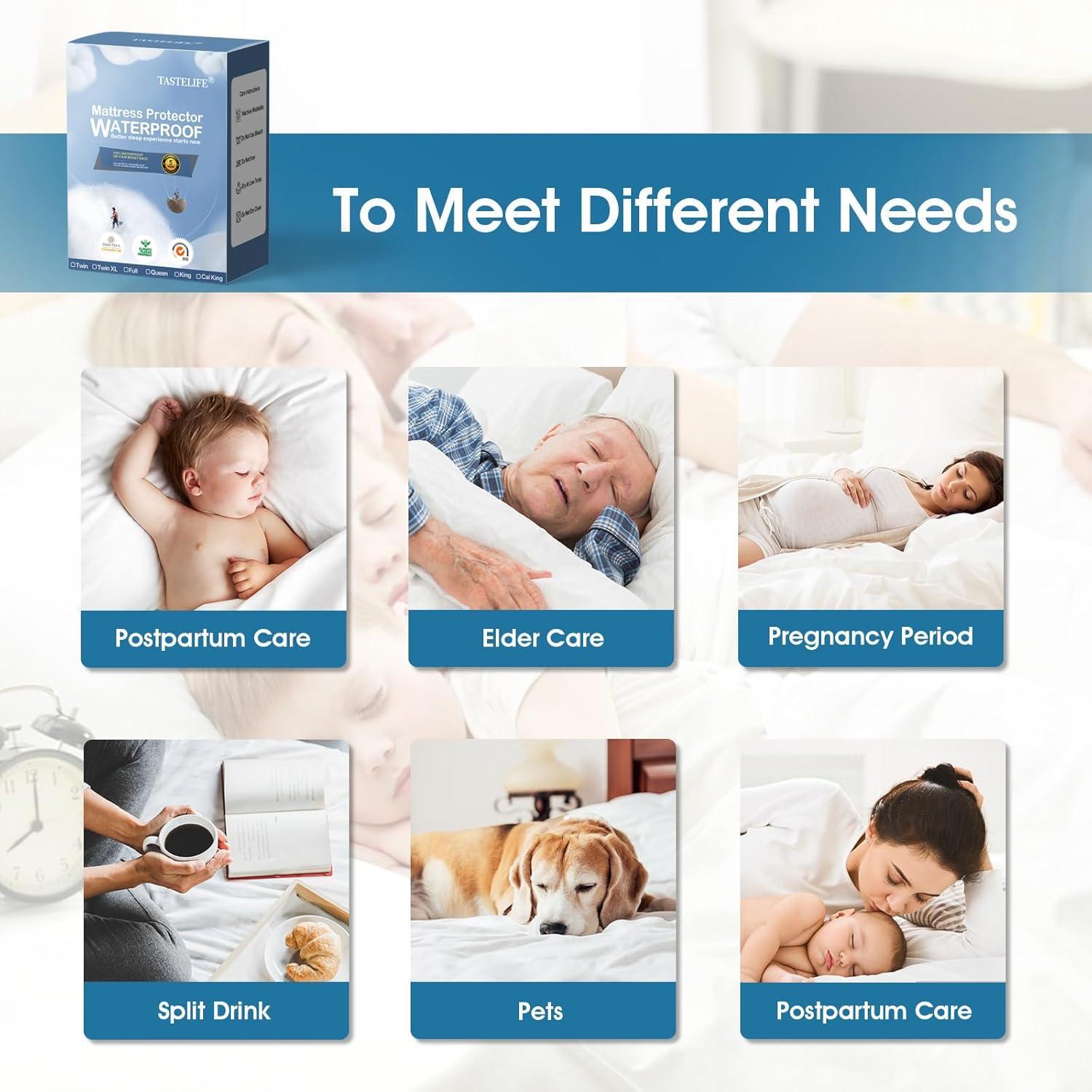 Protector de Colchón Twin TASTELIFE Impermeable Microfibra