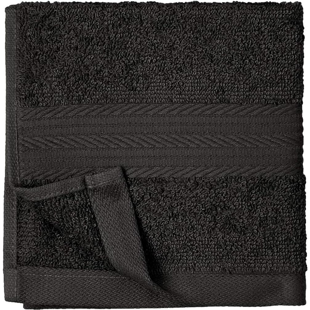Toallas de Mano de Algodón Amazon Basics, Paquete de 12, 30.48 cm, Negro