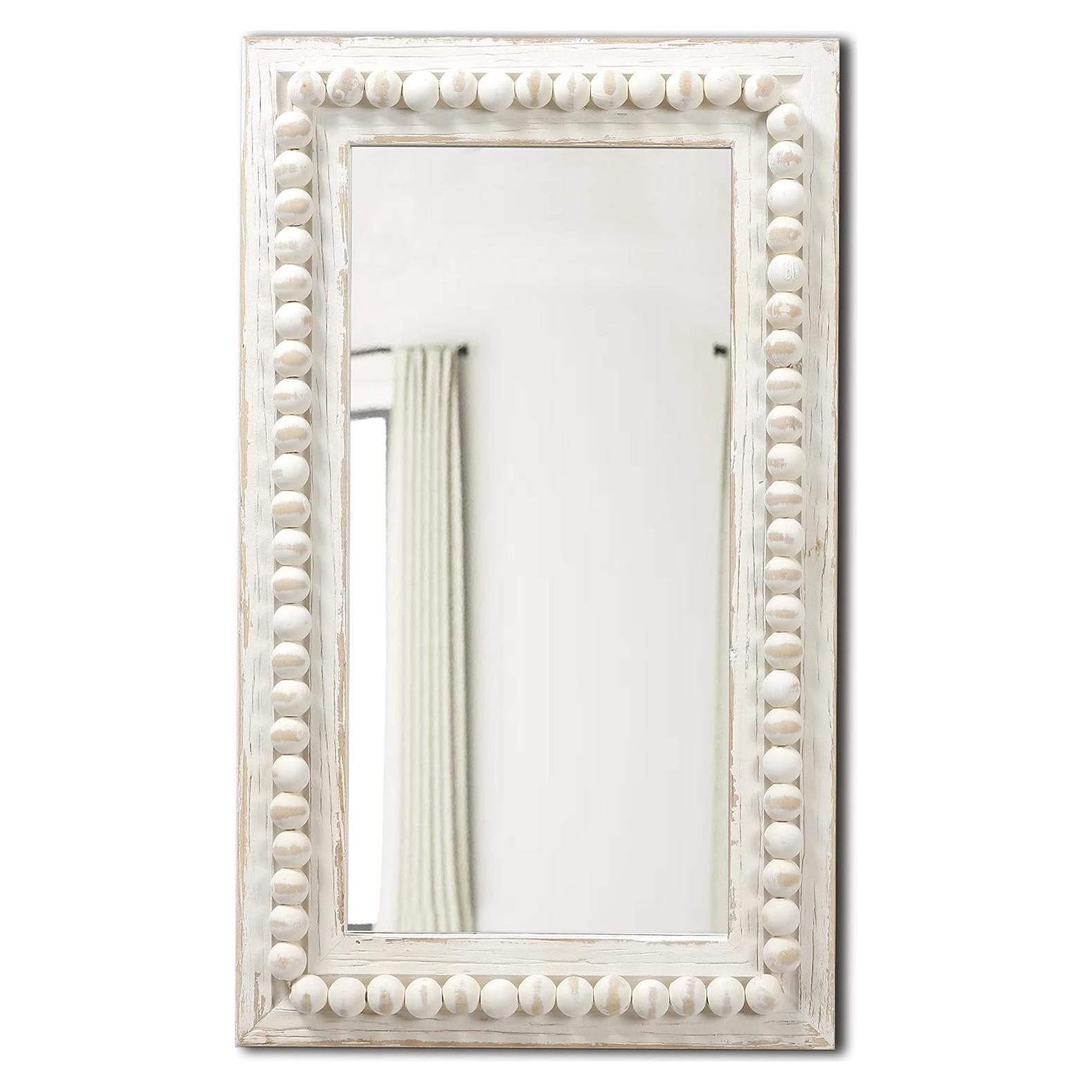 Espejo Colgante Decorativo Sintosin 62x36 cm Blanco Rústico