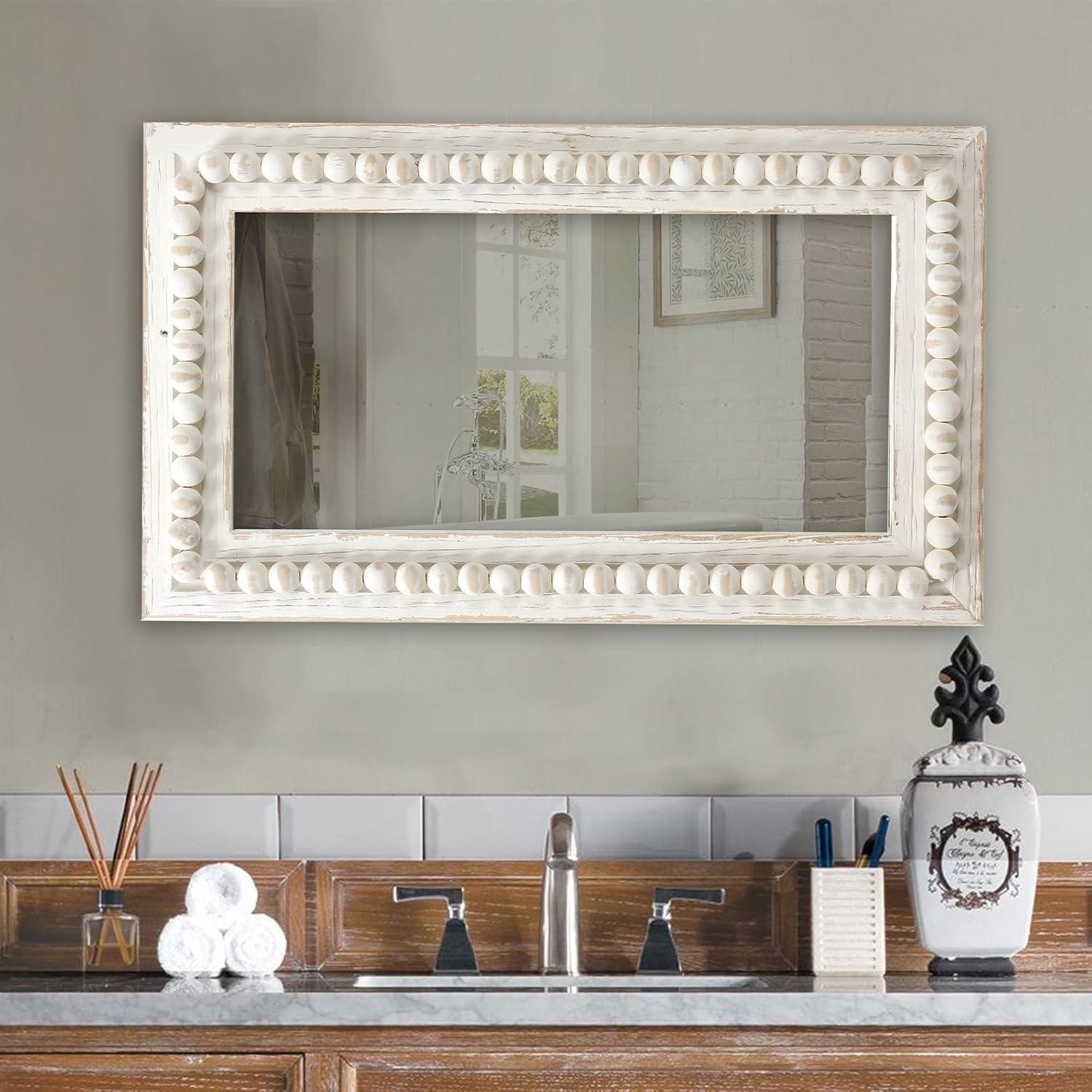 Espejo Colgante Decorativo Sintosin 62x36 cm Blanco Rústico