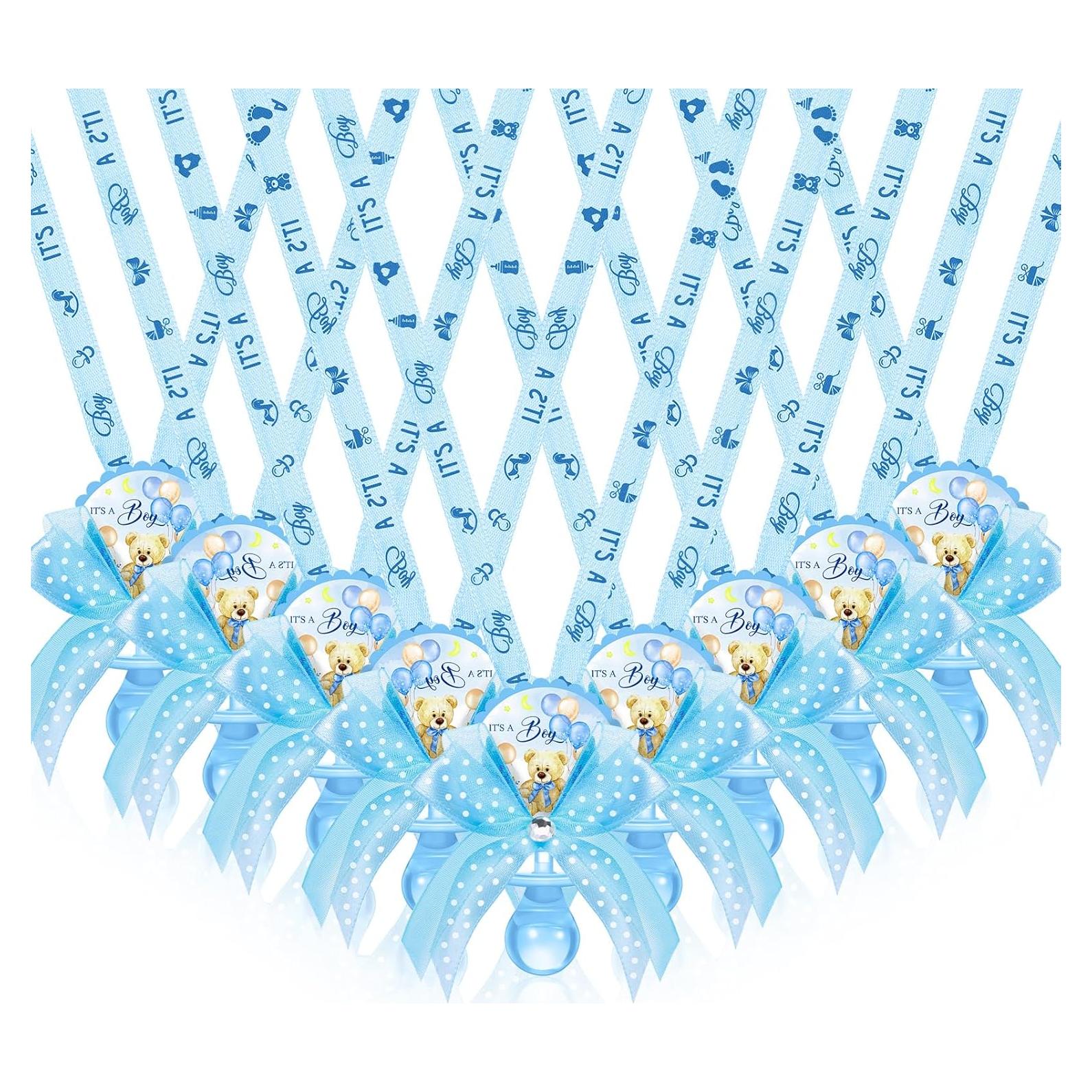 60 Collares de Chupete Oso Azul para Baby Shower Decoración