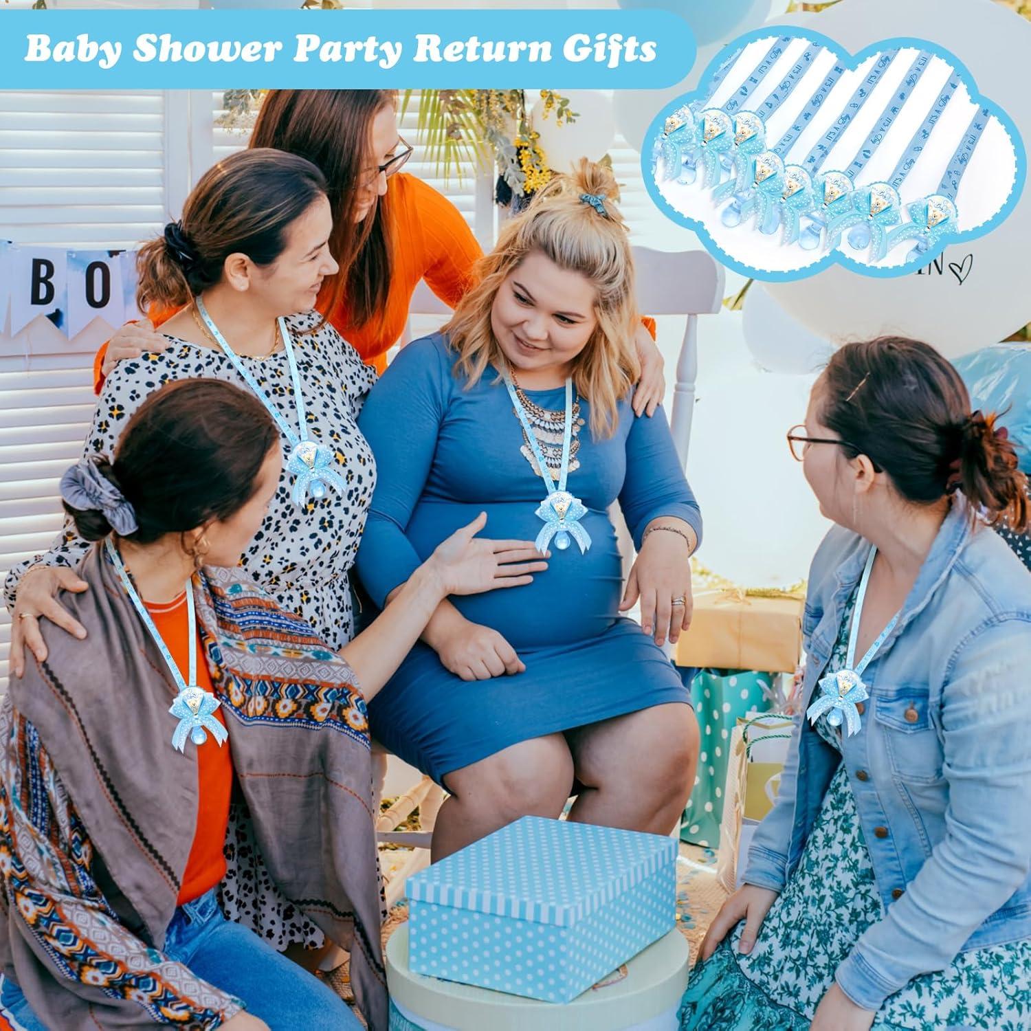 60 Collares de Chupete Oso Azul para Baby Shower Decoración