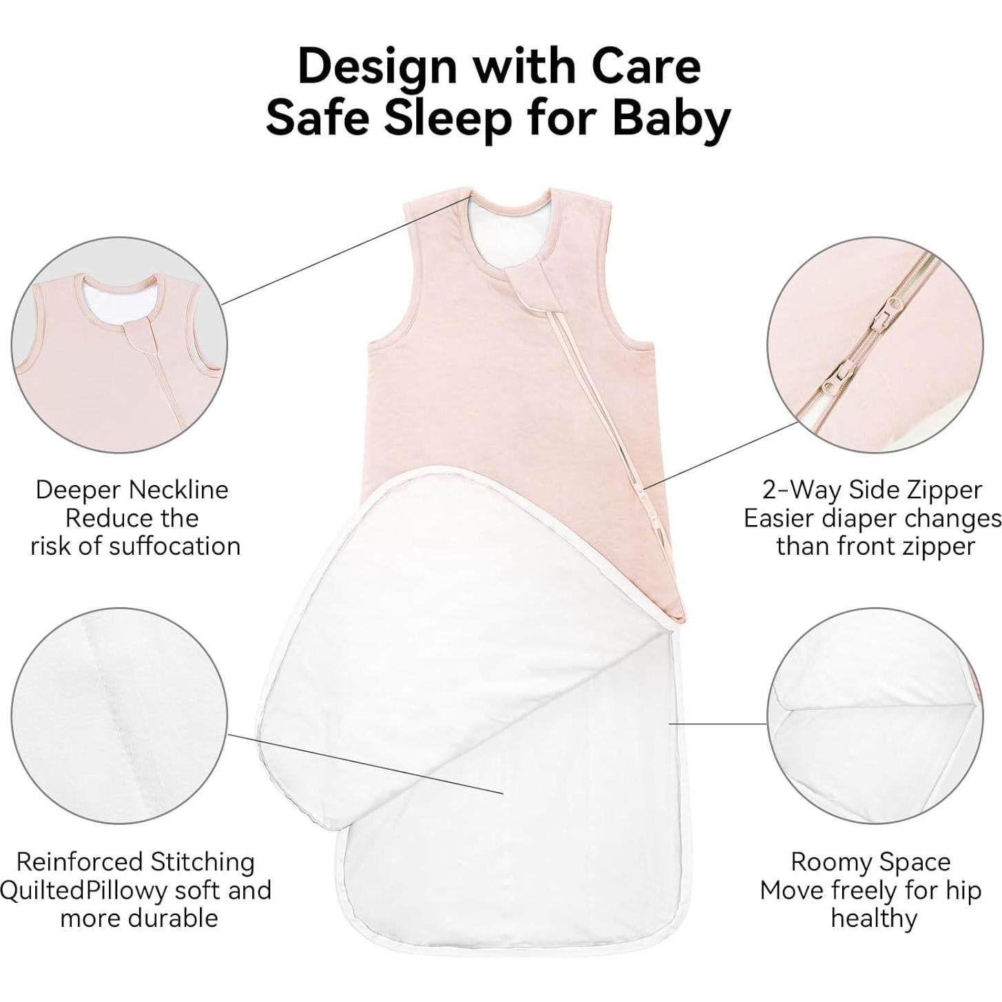 Saco de dormir BubblePanda 0-6 meses 0.5 Tog rosa suave