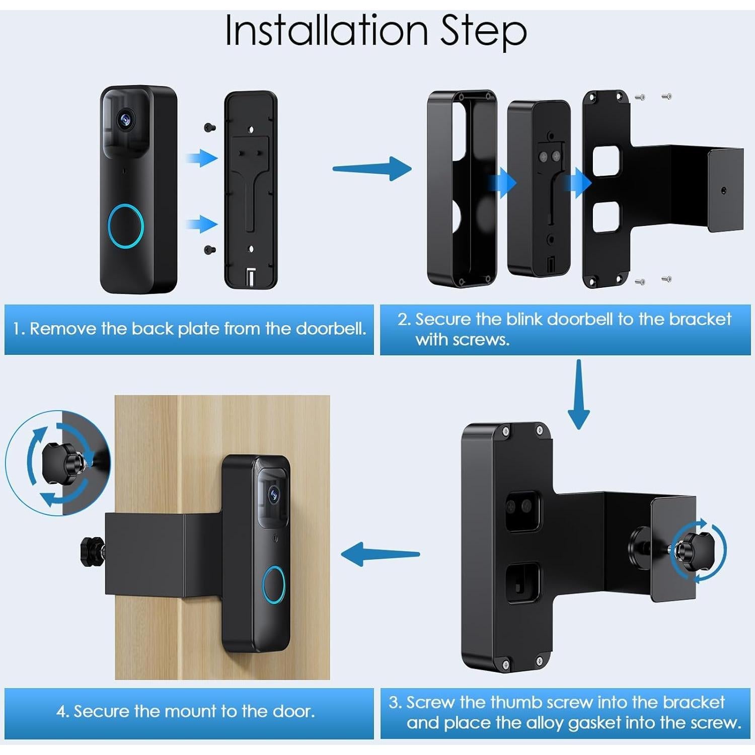 Soporte Antirrobo para Timbre Blink NANW - Sin Perforación, Negro