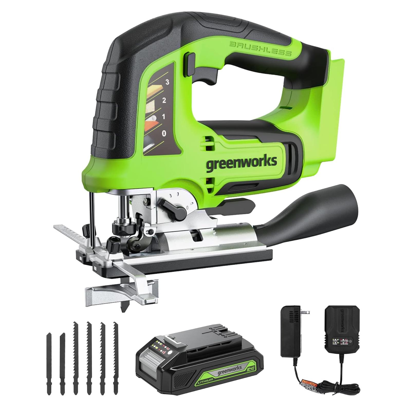 Sierra de Vaivén Sin Escobillas Greenworks 24V + Batería 2Ah