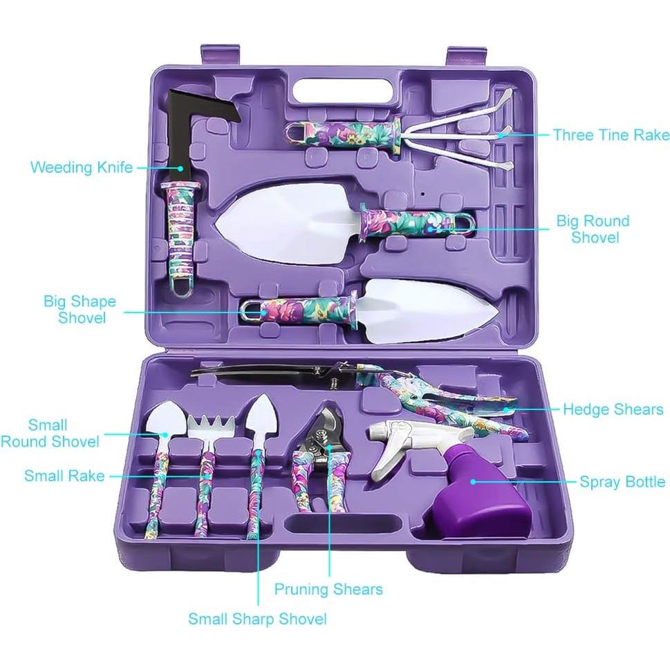 Juego de Herramientas de Jardinería Jhua 10 Piezas Morado