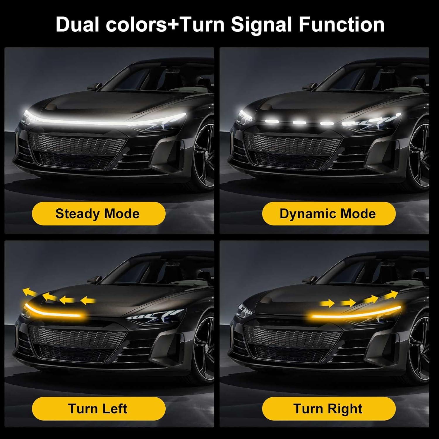 Tira de Luz LED YUGUANG 70" para Capó Ámbar y Blanco