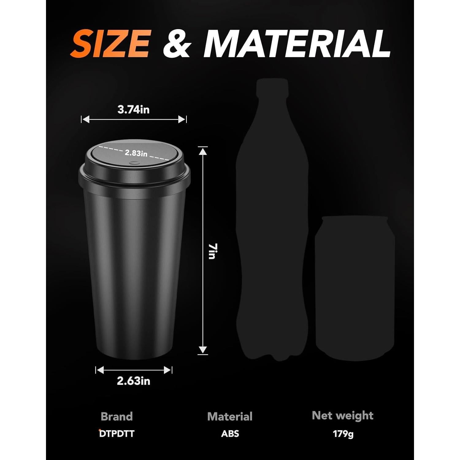 Bote de Basura para Coche DTPDTT Mini 9.4x9.4x17.8cm con 80 Bolsas