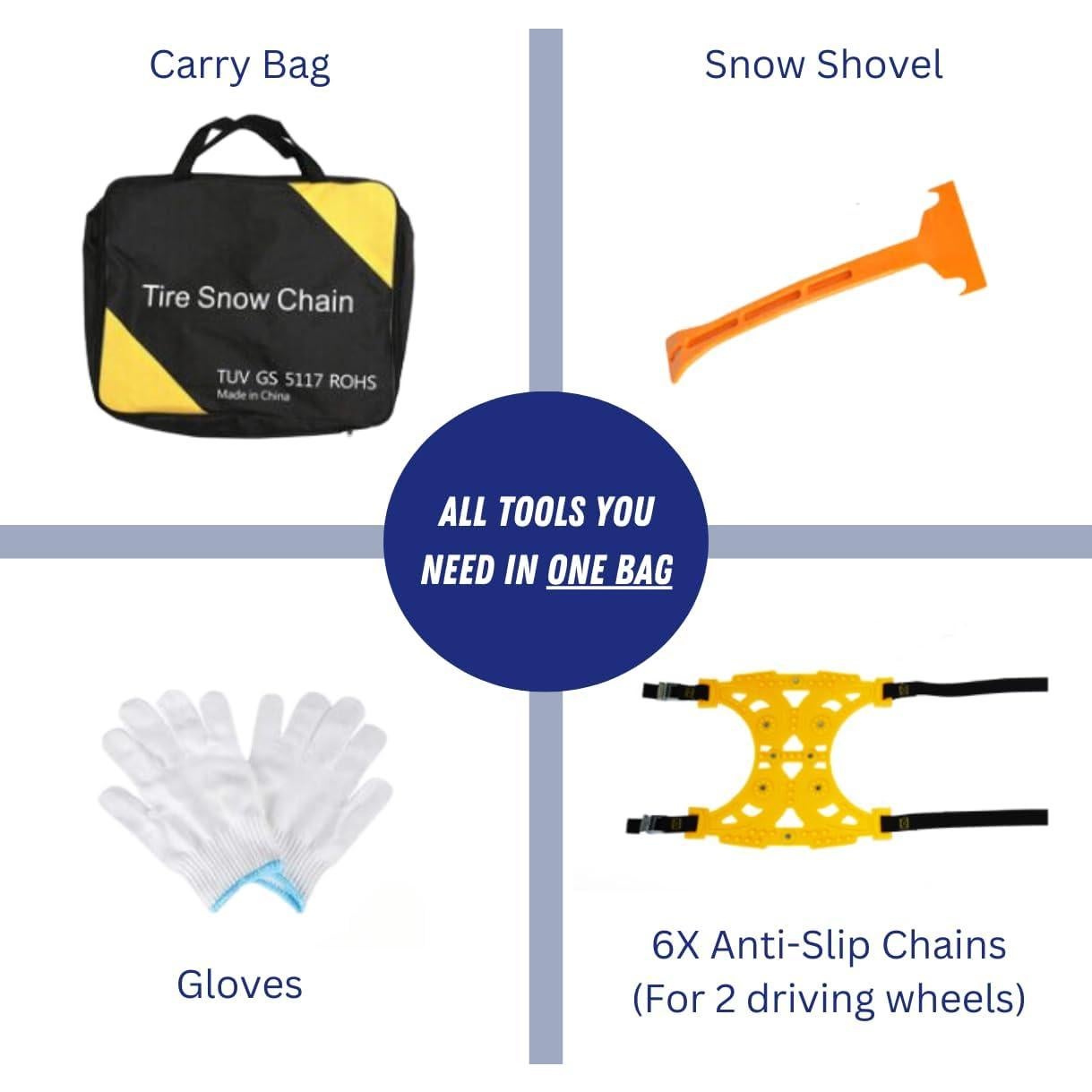 Cadenas de Nieve Jeremywell 6 PCS Universales para Neumáticos 165-275mm