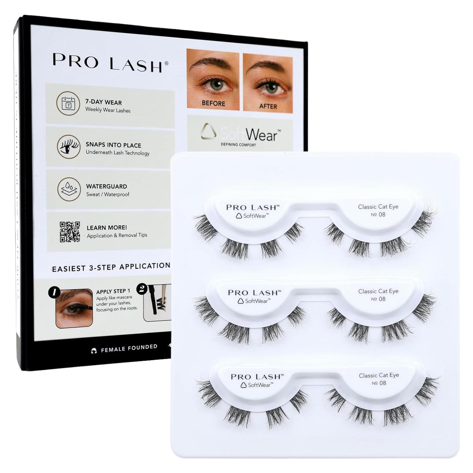 Pestañas Pro Lash SoftWear Ojo de Gato Clásico No. 08 - 3 Juegos