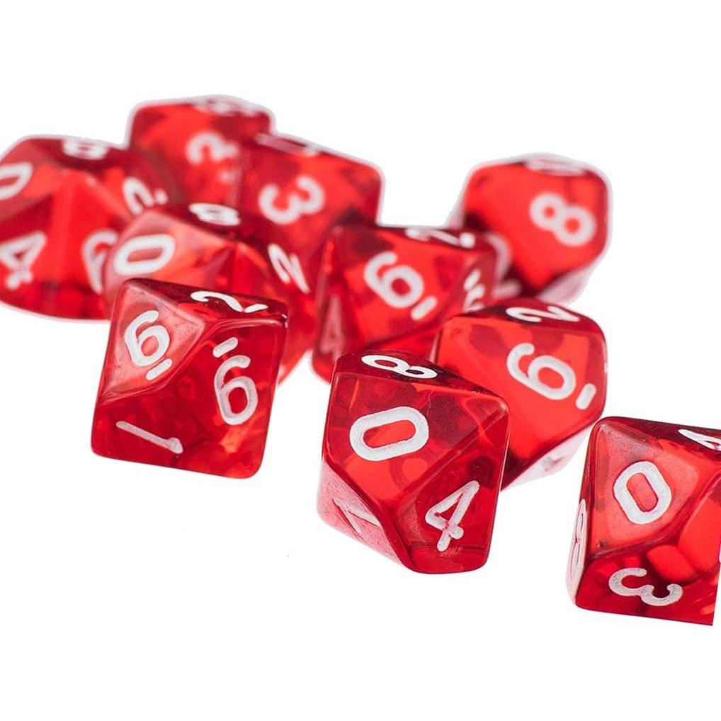 60 Dados Poliedricos D10 Acrílico para Juegos de DND RPG