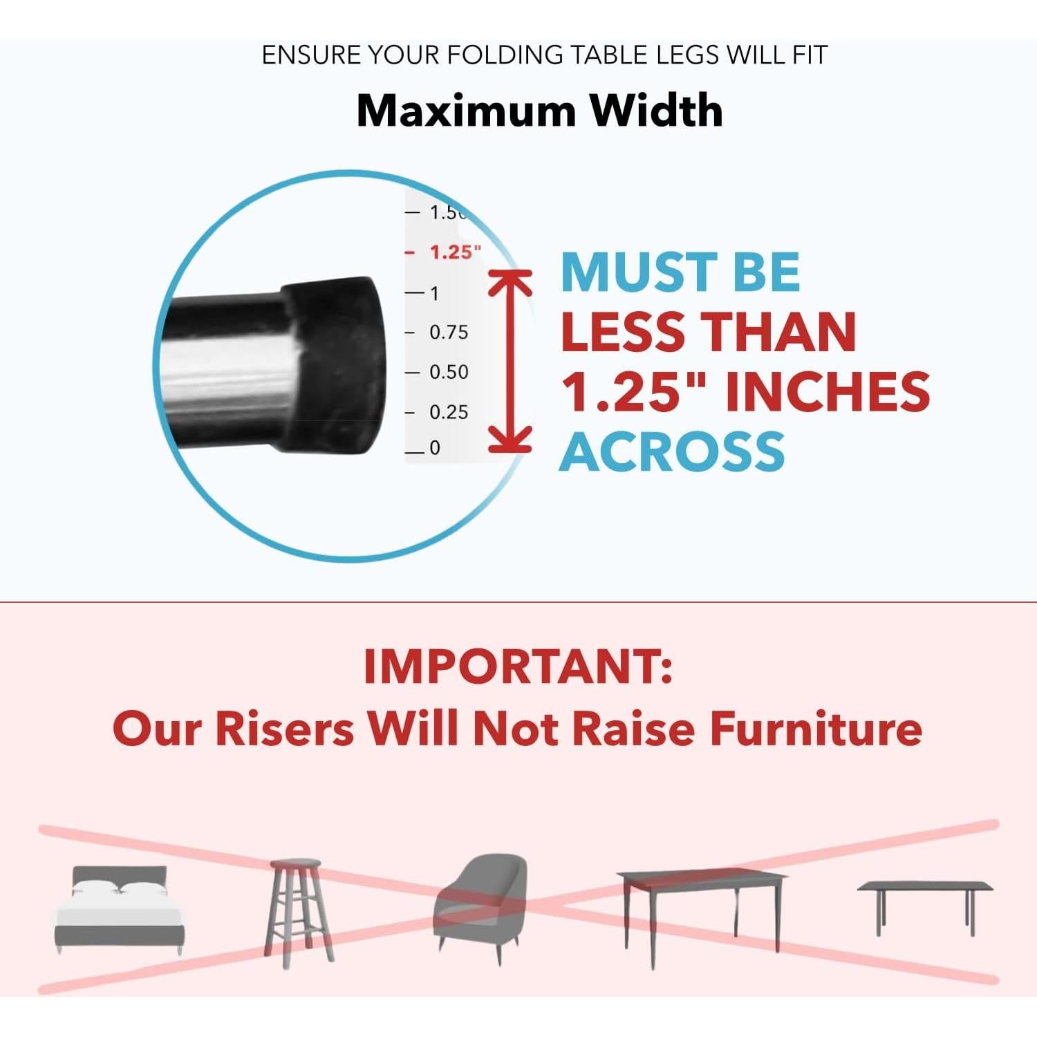 Elevadores de Mesa Plegable Elevate su Mesa - 5 Juegos Altura de Mostrador