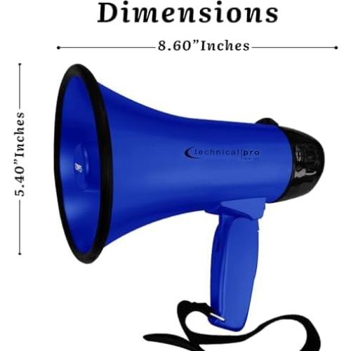 Megáfono Portátil Technical Pro Bullhorn 20W 300m con Sirena