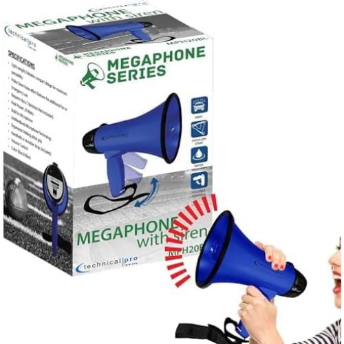Megáfono Portátil Technical Pro Bullhorn 20W 300m con Sirena