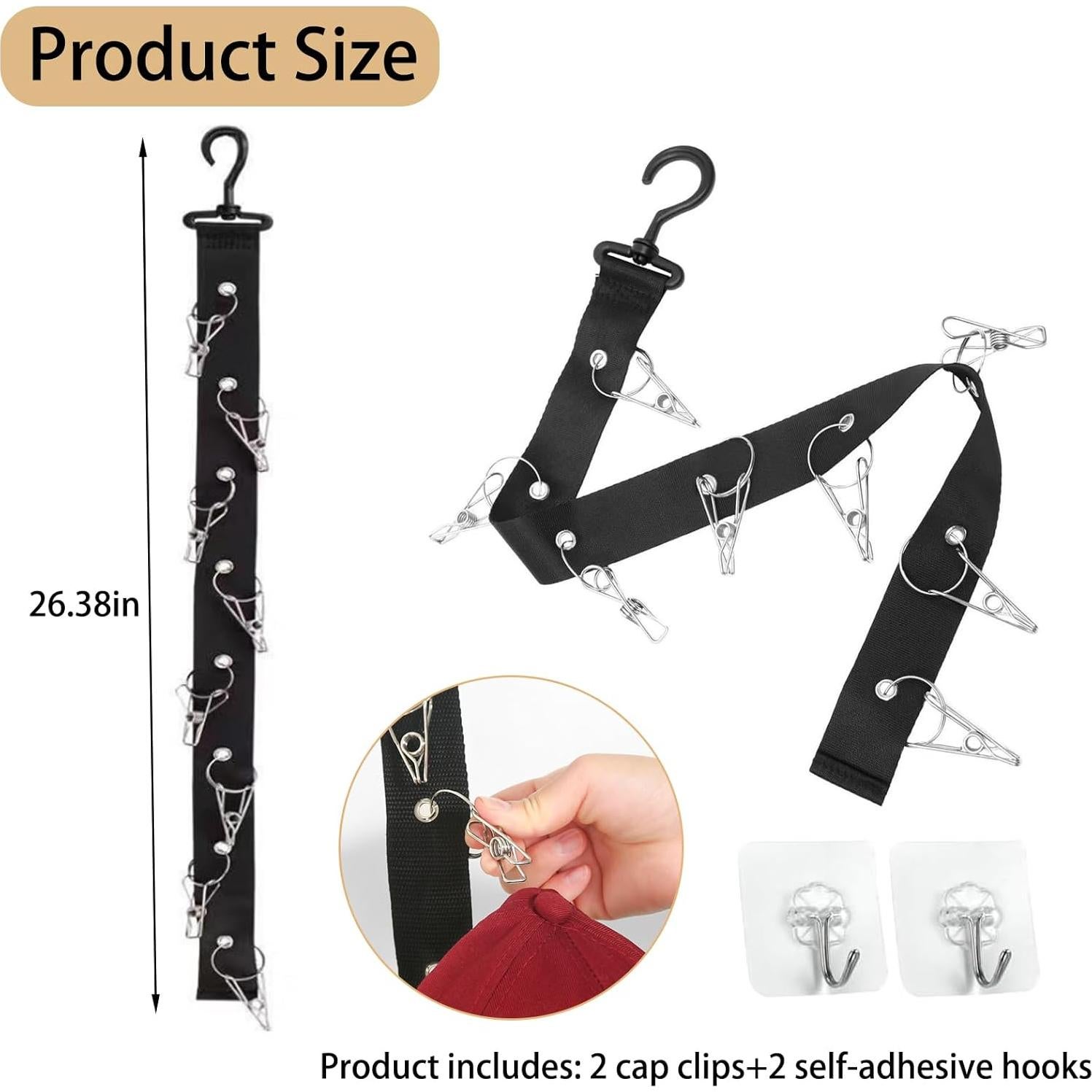 Organizador de Sombreros Resdenio 2 Pack Negro para 16 Gorras