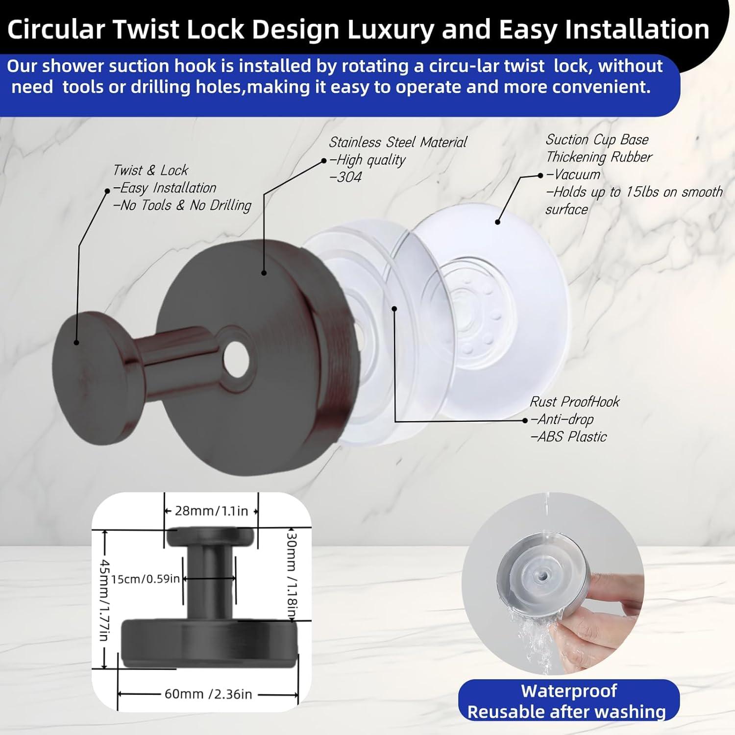 Ganchos de Ventosa Duilahren para Baño y Ducha - Paquete de 2