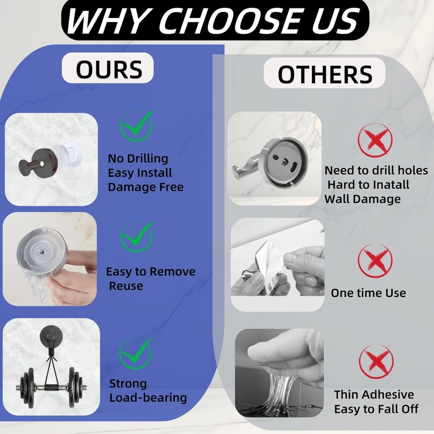 Ganchos de Ventosa Duilahren para Baño y Ducha - Paquete de 2