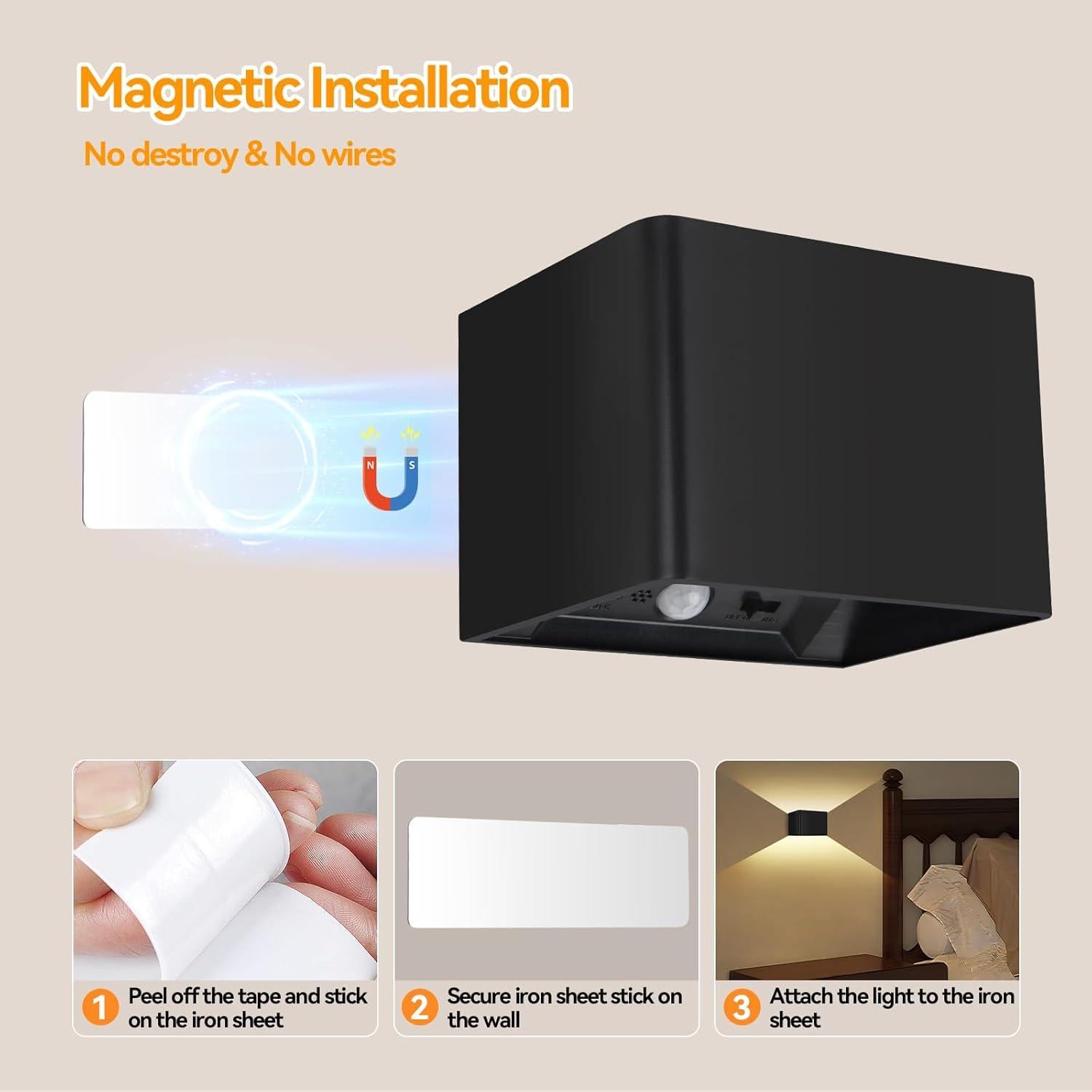 Lámpara de Pared Inalámbrica Aialun con Sensor y Control Remoto