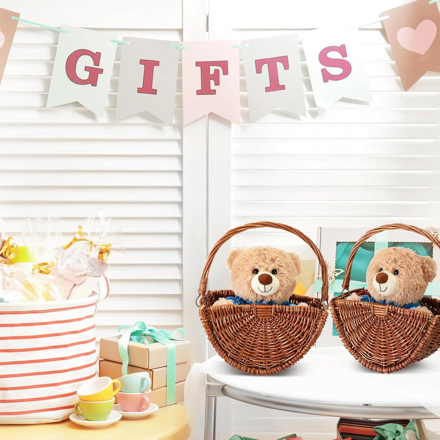 Cestas de Mimbre para Niña de Boda Willinglong 2 Pcs 24.4x30.9cm