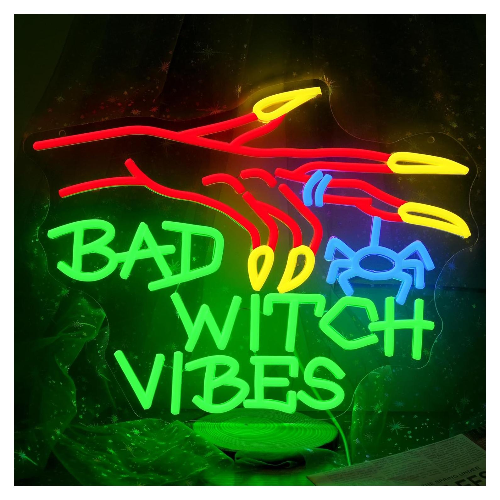 Letrero Neón Bruja Mala LED 41.91x31.75cm Decoración Halloween