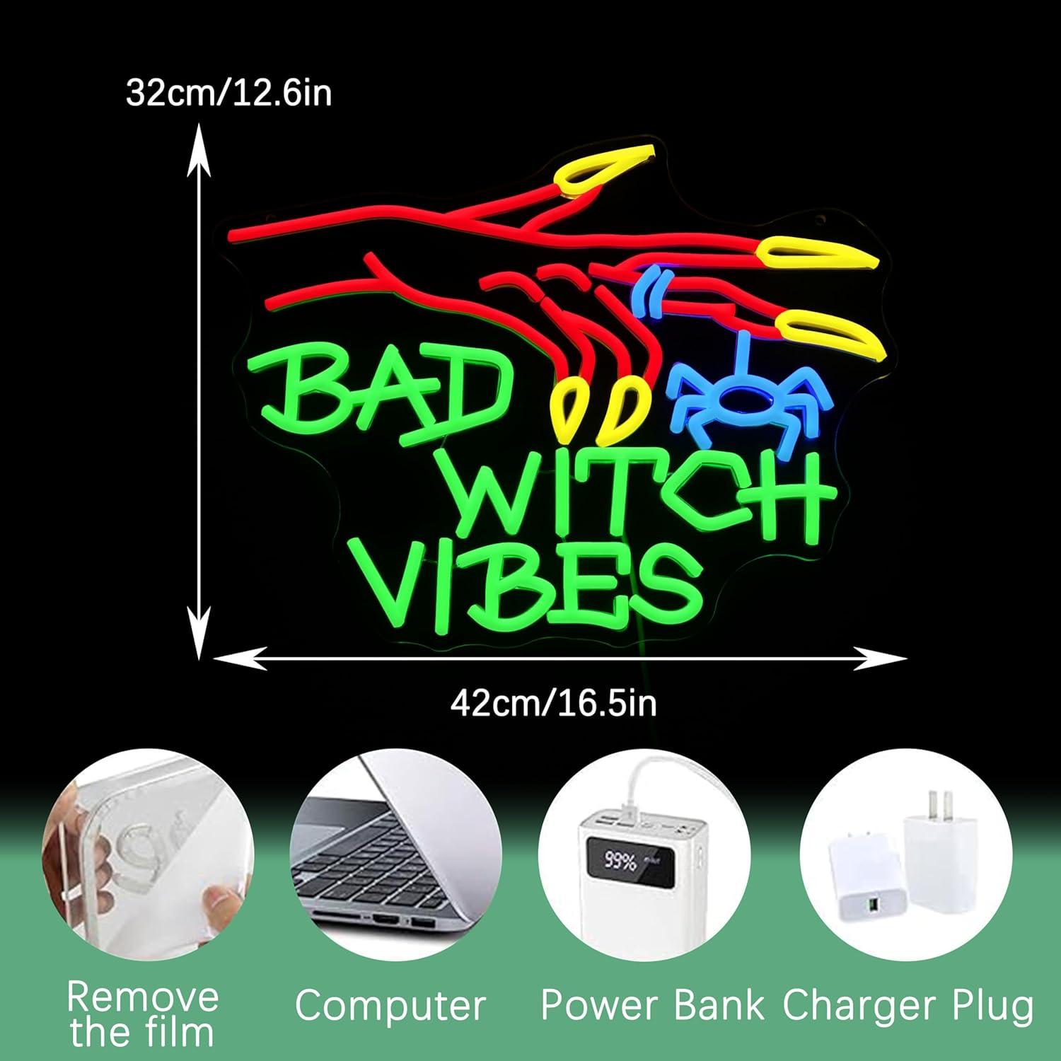 Letrero Neón Bruja Mala LED 41.91x31.75cm Decoración Halloween