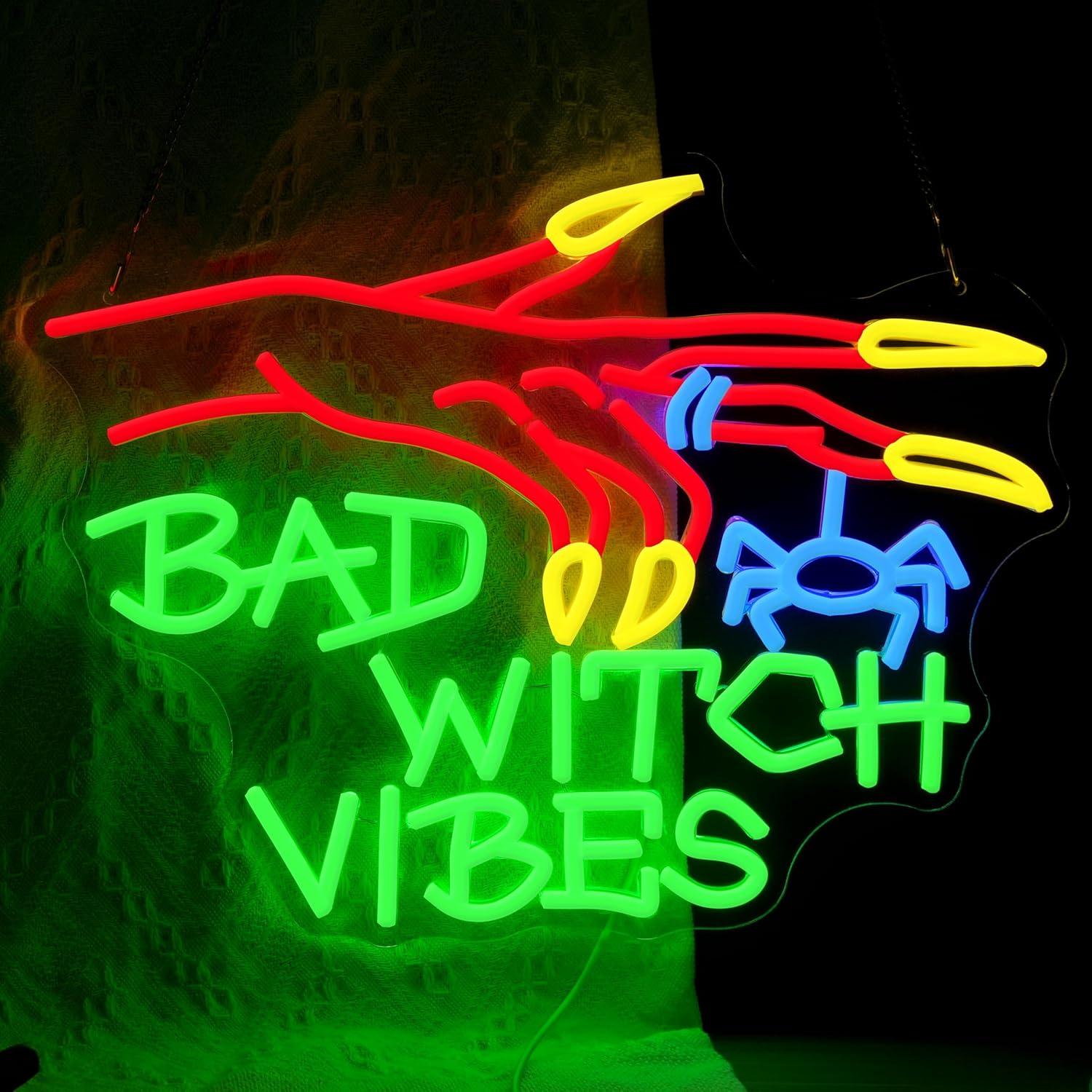 Letrero Neón Bruja Mala LED 41.91x31.75cm Decoración Halloween