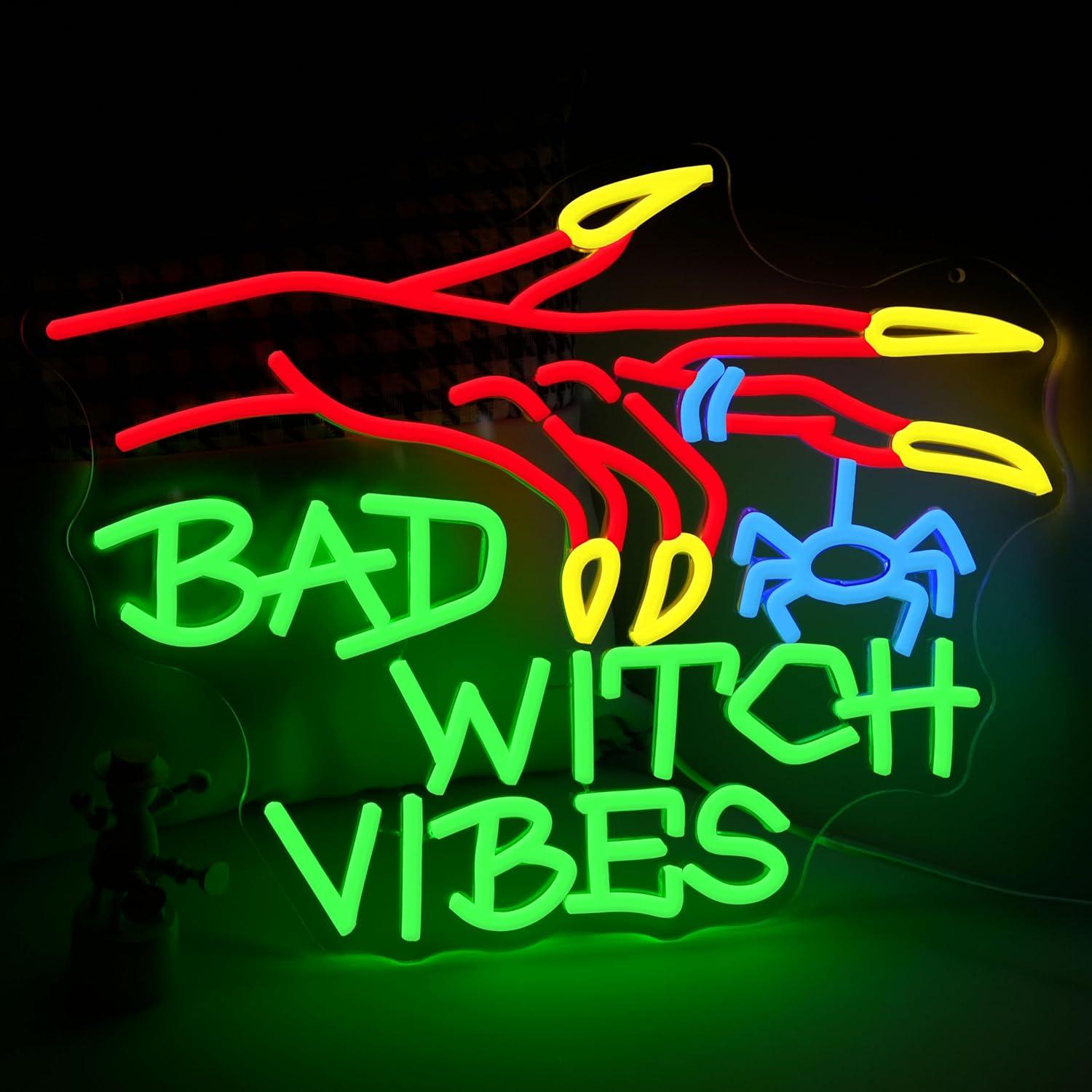 Letrero Neón Bruja Mala LED 41.91x31.75cm Decoración Halloween